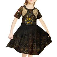 Anubis Egypt Kid Short Sleeve Dress with Ancient Hieroglyph Pharaoh Spirit