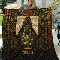 Anubis Egypt Quilt with Ancient Hieroglyph Pharaoh Spirit