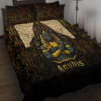 Anubis Egypt Quilt Bed Set with Ancient Hieroglyph Pharaoh Spirit