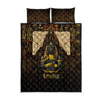 Anubis Egypt Quilt Bed Set with Ancient Hieroglyph Pharaoh Spirit