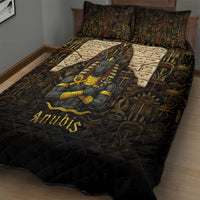 Anubis Egypt Quilt Bed Set with Ancient Hieroglyph Pharaoh Spirit