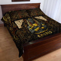 Anubis Egypt Quilt Bed Set with Ancient Hieroglyph Pharaoh Spirit