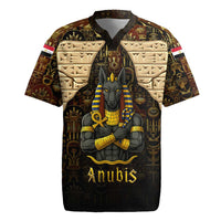 Anubis Egypt Rugby Jersey with Ancient Hieroglyph Pharaoh Spirit
