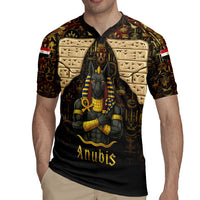 Anubis Egypt Rugby Jersey with Ancient Hieroglyph Pharaoh Spirit