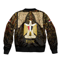 Anubis Egypt Sleeve Zip Bomber Jacket with Ancient Hieroglyph Pharaoh Spirit