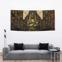 Anubis Egypt Tapestry with Ancient Hieroglyph Pharaoh Spirit