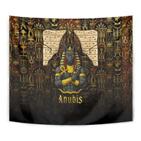 Anubis Egypt Tapestry with Ancient Hieroglyph Pharaoh Spirit