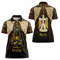 Anubis Egypt Women Polo Shirt with Ancient Hieroglyph Pharaoh Spirit