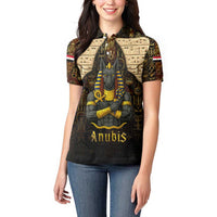 Anubis Egypt Women Polo Shirt with Ancient Hieroglyph Pharaoh Spirit