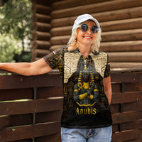 Anubis Egypt Women Polo Shirt with Ancient Hieroglyph Pharaoh Spirit