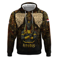 Anubis Egypt Zip Hoodie with Ancient Hieroglyph Pharaoh Spirit