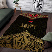 Ankh Eye of Horus Egypt Area Rug with Ancient Black Gold Hieroglyph Spirit