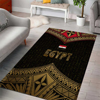Ankh Eye of Horus Egypt Area Rug with Ancient Black Gold Hieroglyph Spirit