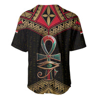 Ankh Eye of Horus Egypt Baseball Jersey with Ancient Black Gold Hieroglyph Spirit