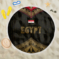 Ankh Eye of Horus Egypt Beach Blanket with Ancient Black Gold Hieroglyph Spirit