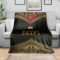 Ankh Eye of Horus Egypt Blanket with Ancient Black Gold Hieroglyph Spirit