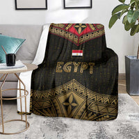 Ankh Eye of Horus Egypt Blanket with Ancient Black Gold Hieroglyph Spirit