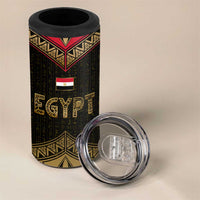 Ankh Eye of Horus Egypt 4 in 1 Can Cooler Tumbler with Ancient Black Gold Hieroglyph Spirit