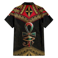 Ankh Eye of Horus Egypt Family Matching Long Sleeve Bodycon Dress and Hawaiian Shirt with Ancient Black Gold Hieroglyph Spirit