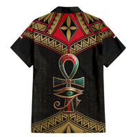 Ankh Eye of Horus Egypt Family Matching Mermaid Dress and Hawaiian Shirt with Ancient Black Gold Hieroglyph Spirit