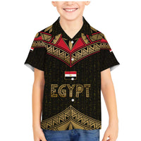 Ankh Eye of Horus Egypt Family Matching Mermaid Dress and Hawaiian Shirt with Ancient Black Gold Hieroglyph Spirit