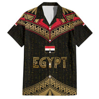 Ankh Eye of Horus Egypt Hawaiian Shirt with Ancient Black Gold Hieroglyph Spirit