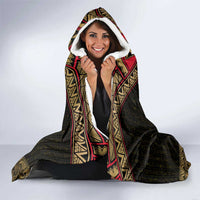 Ankh Eye of Horus Egypt Hooded Blanket with Ancient Black Gold Hieroglyph Spirit