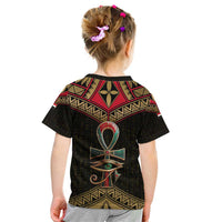 Ankh Eye of Horus Egypt Kid T Shirt with Ancient Black Gold Hieroglyph Spirit