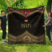 Ankh Eye of Horus Egypt Quilt with Ancient Black Gold Hieroglyph Spirit