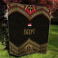 Ankh Eye of Horus Egypt Quilt with Ancient Black Gold Hieroglyph Spirit
