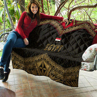 Ankh Eye of Horus Egypt Quilt with Ancient Black Gold Hieroglyph Spirit