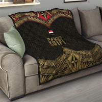 Ankh Eye of Horus Egypt Quilt with Ancient Black Gold Hieroglyph Spirit