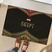 Ankh Eye of Horus Egypt Rubber Doormat with Ancient Black Gold Hieroglyph Spirit