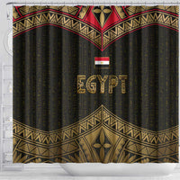 Ankh Eye of Horus Egypt Shower Curtain with Ancient Black Gold Hieroglyph Spirit