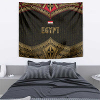 Ankh Eye of Horus Egypt Tapestry with Ancient Black Gold Hieroglyph Spirit