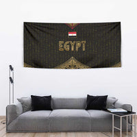 Ankh Eye of Horus Egypt Tapestry with Ancient Black Gold Hieroglyph Spirit