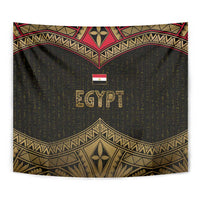 Ankh Eye of Horus Egypt Tapestry with Ancient Black Gold Hieroglyph Spirit
