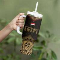 Ankh Eye of Horus Egypt Tumbler With Handle with Ancient Black Gold Hieroglyph Spirit