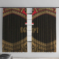 Ankh Eye of Horus Egypt Window Curtain with Ancient Black Gold Hieroglyph Spirit
