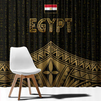 Ankh Eye of Horus Egypt Window Curtain with Ancient Black Gold Hieroglyph Spirit