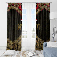 Ankh Eye of Horus Egypt Window Curtain with Ancient Black Gold Hieroglyph Spirit