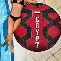 Egypt Flag Emblem Beach Blanket with Red Black Bold Spirit