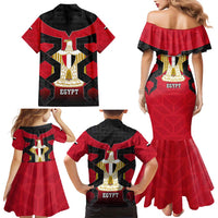 Egypt Flag Emblem Family Matching Mermaid Dress and Hawaiian Shirt with Red Black Bold Spirit