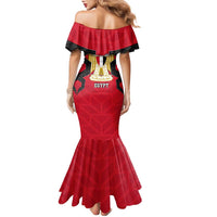 Egypt Flag Emblem Family Matching Mermaid Dress and Hawaiian Shirt with Red Black Bold Spirit