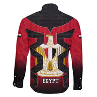 Egypt Flag Emblem Family Matching Off The Shoulder Long Sleeve Dress and Hawaiian Shirt with Red Black Bold Spirit