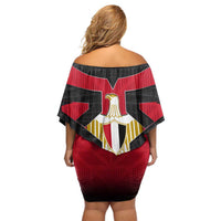 Egypt Flag Emblem Family Matching Off Shoulder Short Dress and Hawaiian Shirt with Red Black Bold Spirit