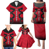 Egypt Flag Emblem Family Matching Puletasi and Hawaiian Shirt with Red Black Bold Spirit