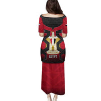 Egypt Flag Emblem Family Matching Puletasi and Hawaiian Shirt with Red Black Bold Spirit