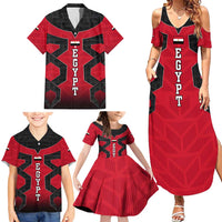Egypt Flag Emblem Family Matching Summer Maxi Dress and Hawaiian Shirt with Red Black Bold Spirit