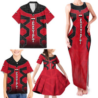 Egypt Flag Emblem Family Matching Tank Maxi Dress and Hawaiian Shirt with Red Black Bold Spirit